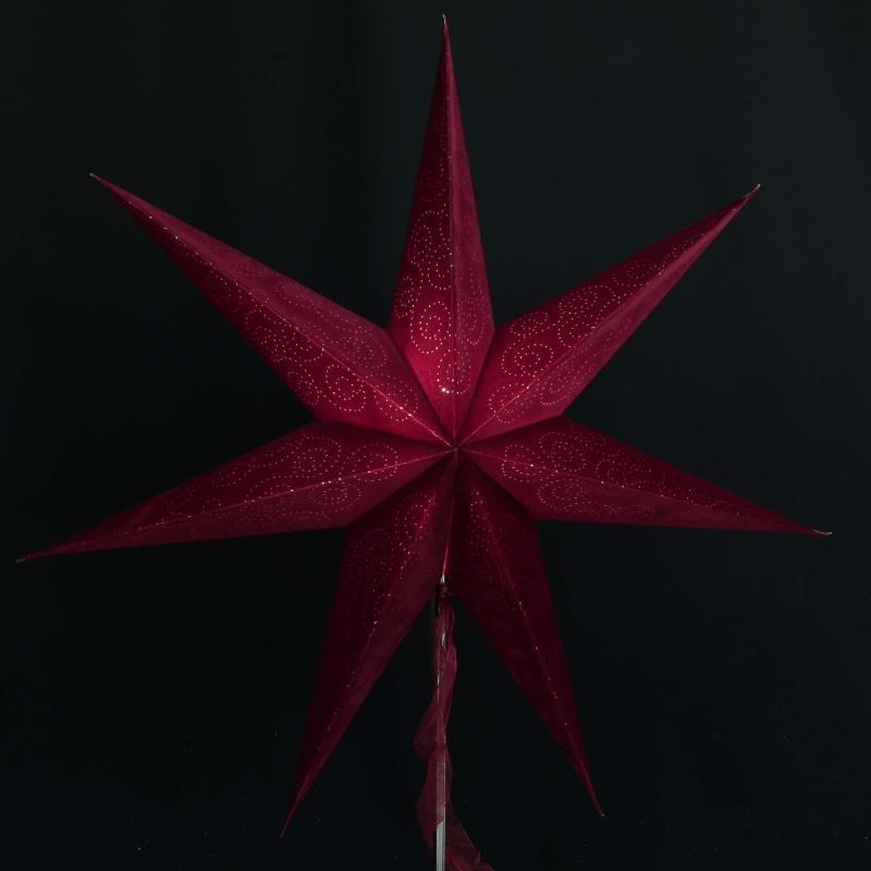 Stitch Rot/samt - Faltbarer Leuchtstern, Weihnachtsstern aus Papier mit 7 Zacken, 60 cm